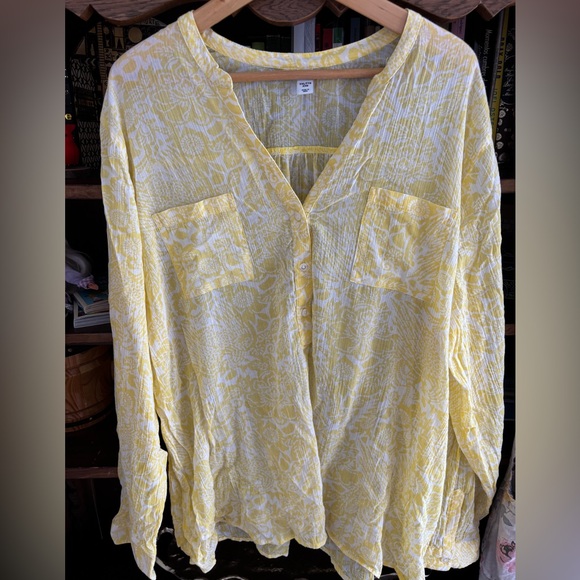 Yellow & White Floral Women's 100% Cotton Floral Blouse ☀️ - Picture 1 of 8